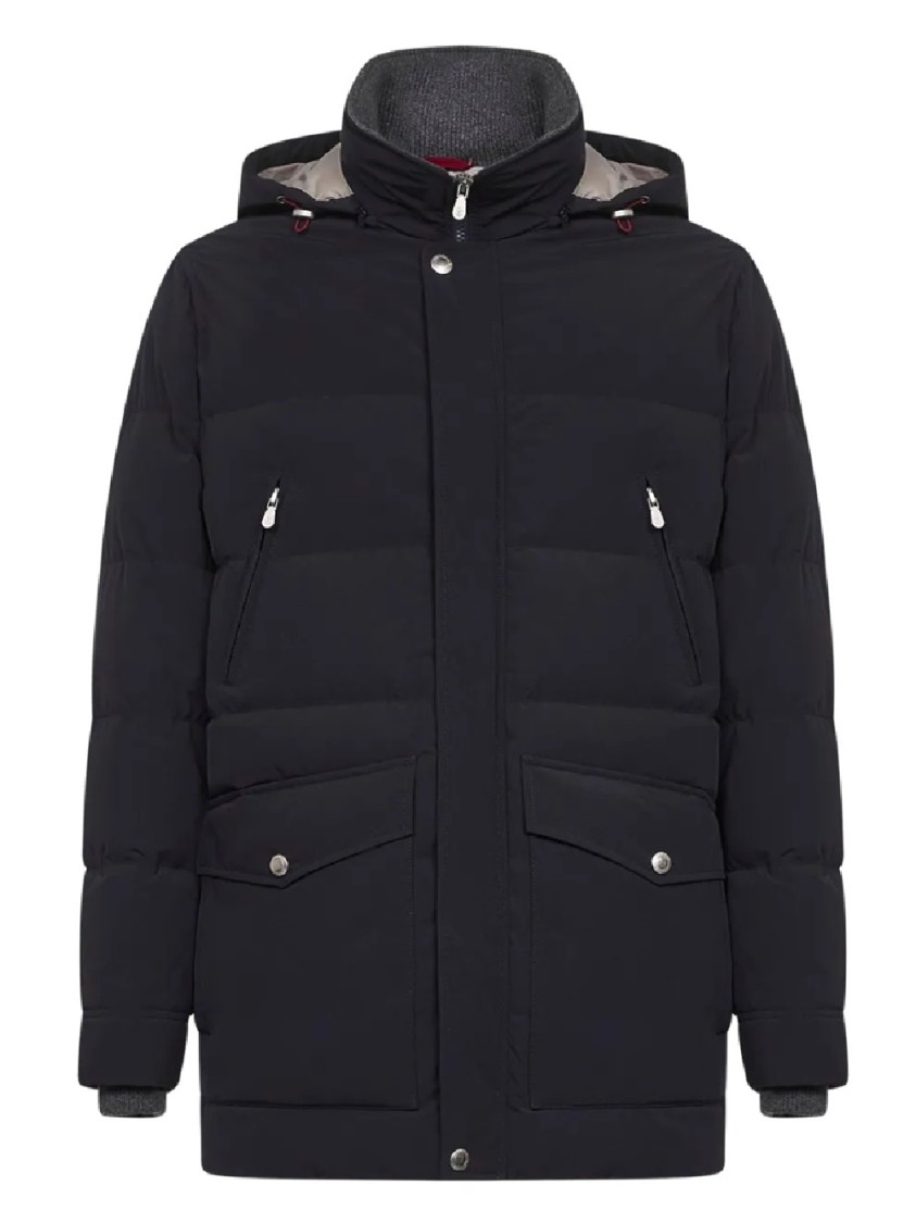 Brunello Cucinelli Quilted Padded Shell Hooded Down Parka In Black