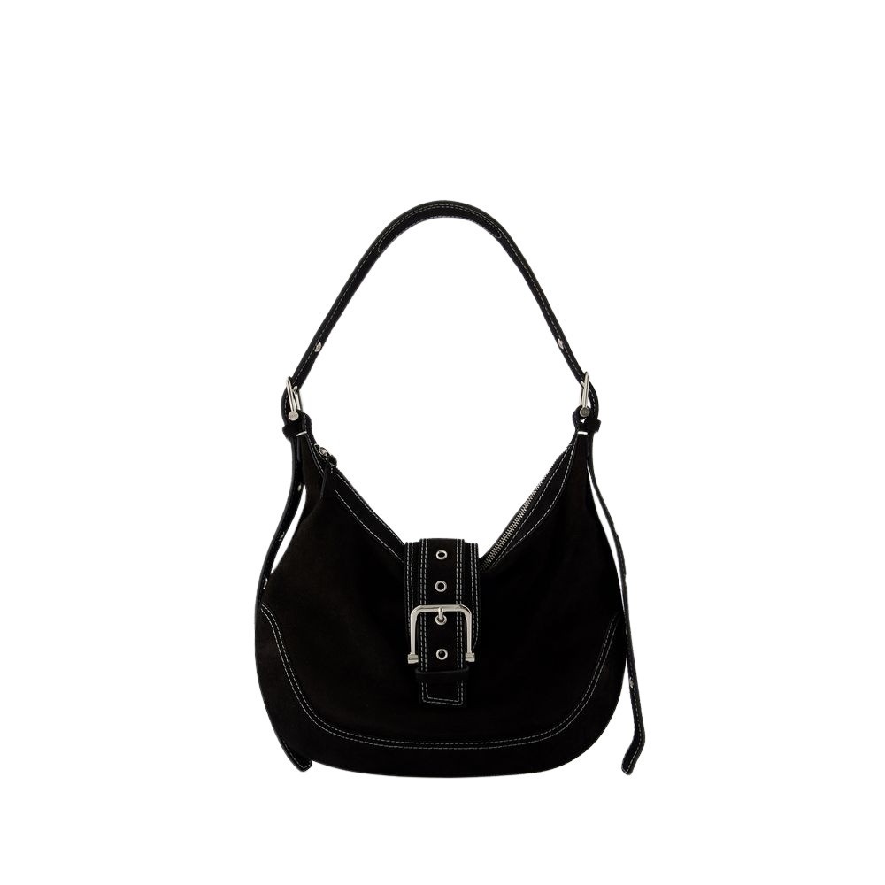 Osoi Mid Hobo Brocle Shoulder Bag - Leather - Denim Black