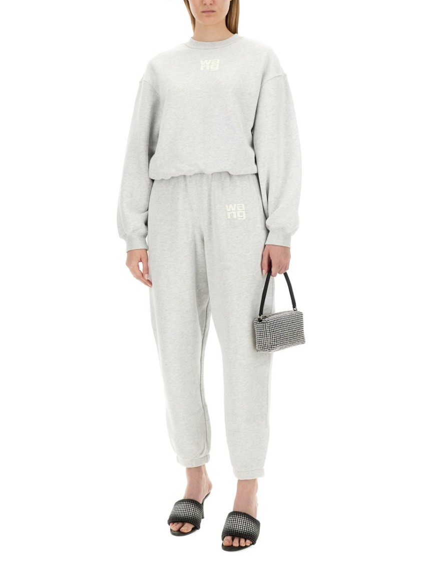 Alexander Wang T T By Alexander Wang Puff Logo Essential Terry Sweatpants In Grey