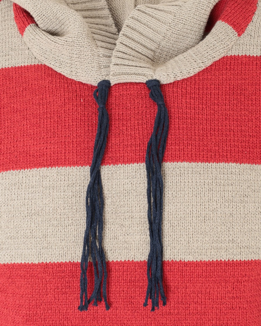 Craig Green Red Landscape Stripe Hooded Sweater With Fringe Detail In Gray