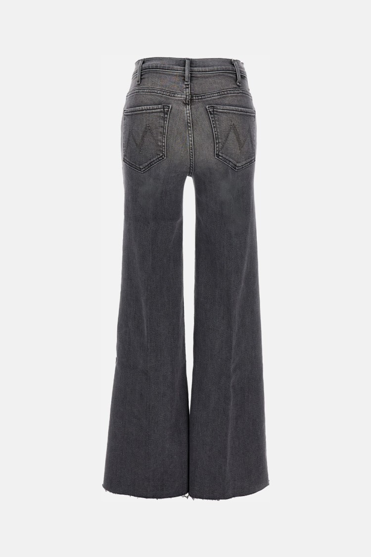 Mother Hustler Roller Sneak Fray Jeans In Gray
