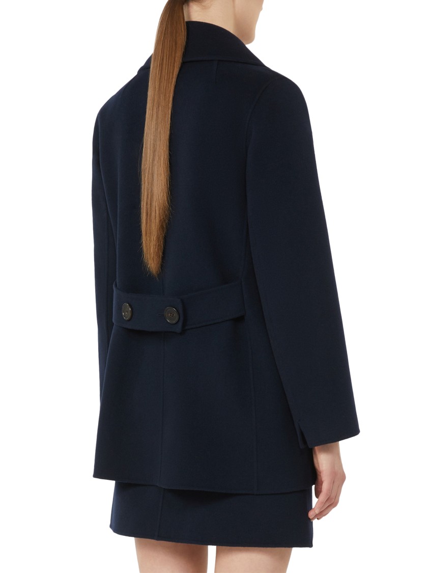 Max Mara Double-breasted Oversized Blue Coat With Belt Detail In Blue