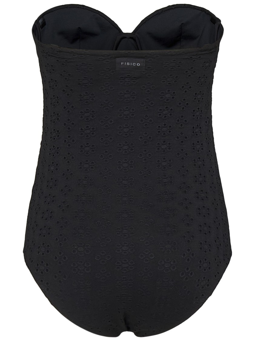 Shop Fisico Broderie Anglaise-effect Black Microfibre Swimsuit