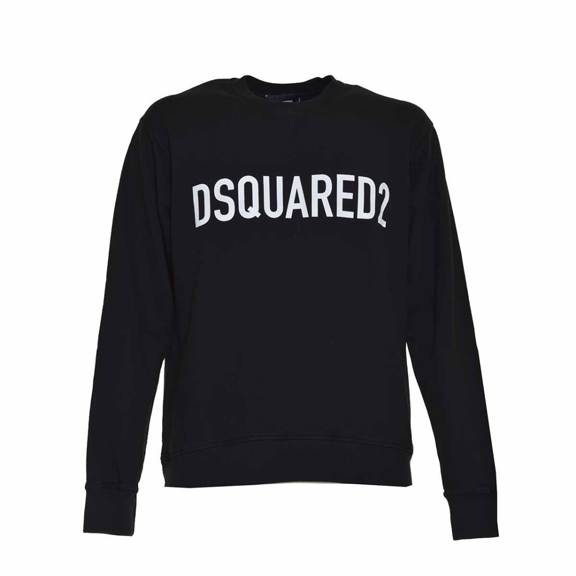 Dsquared2 Cotton Crewneck Sweater With Ribbed Hem In Black