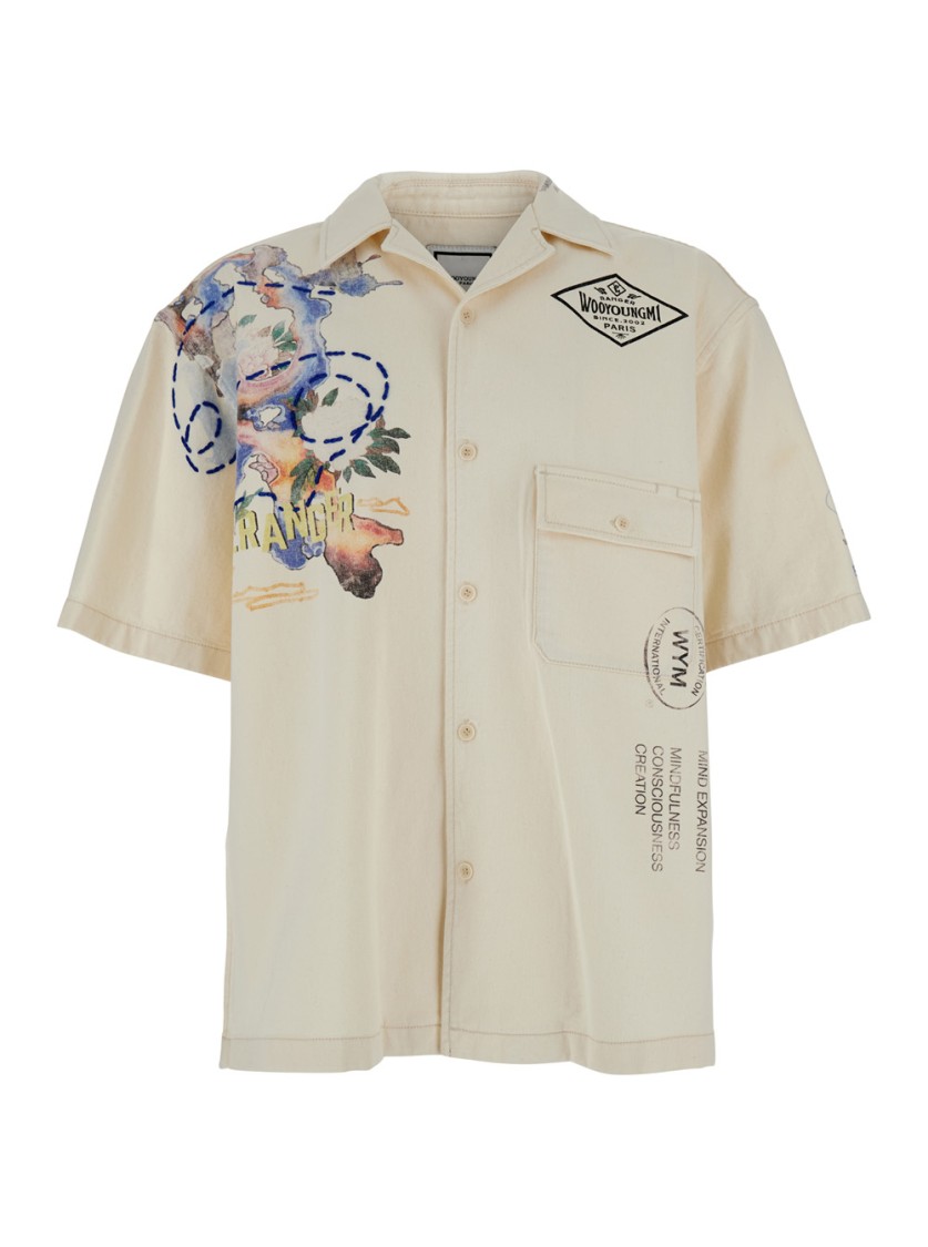 Wooyoungmi Beige Bowling Shirt With Cubab Collar