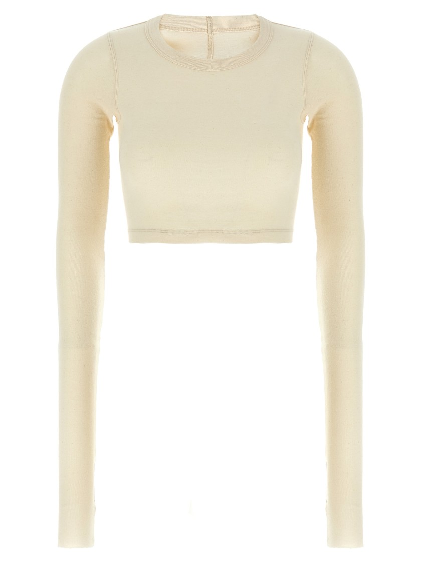 Rick Owens Ls Crop T T-shirt Beige In Neutral