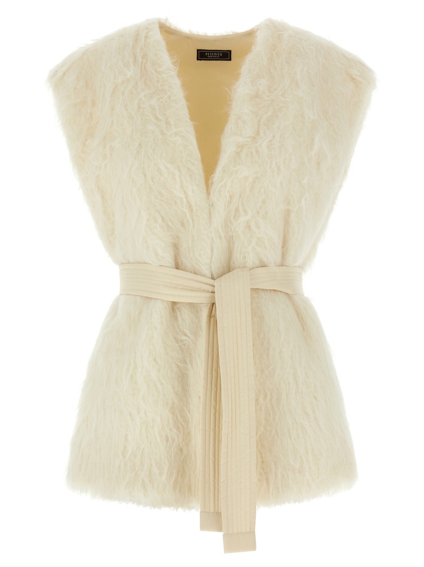 Peserico Long-haired Alpaca Wool Vest In Neutral