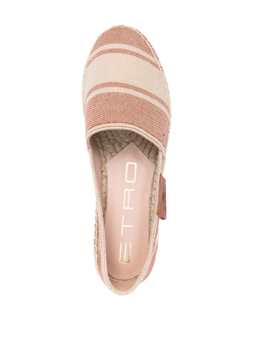Etro Striped Canvas Espadrillas In Brown