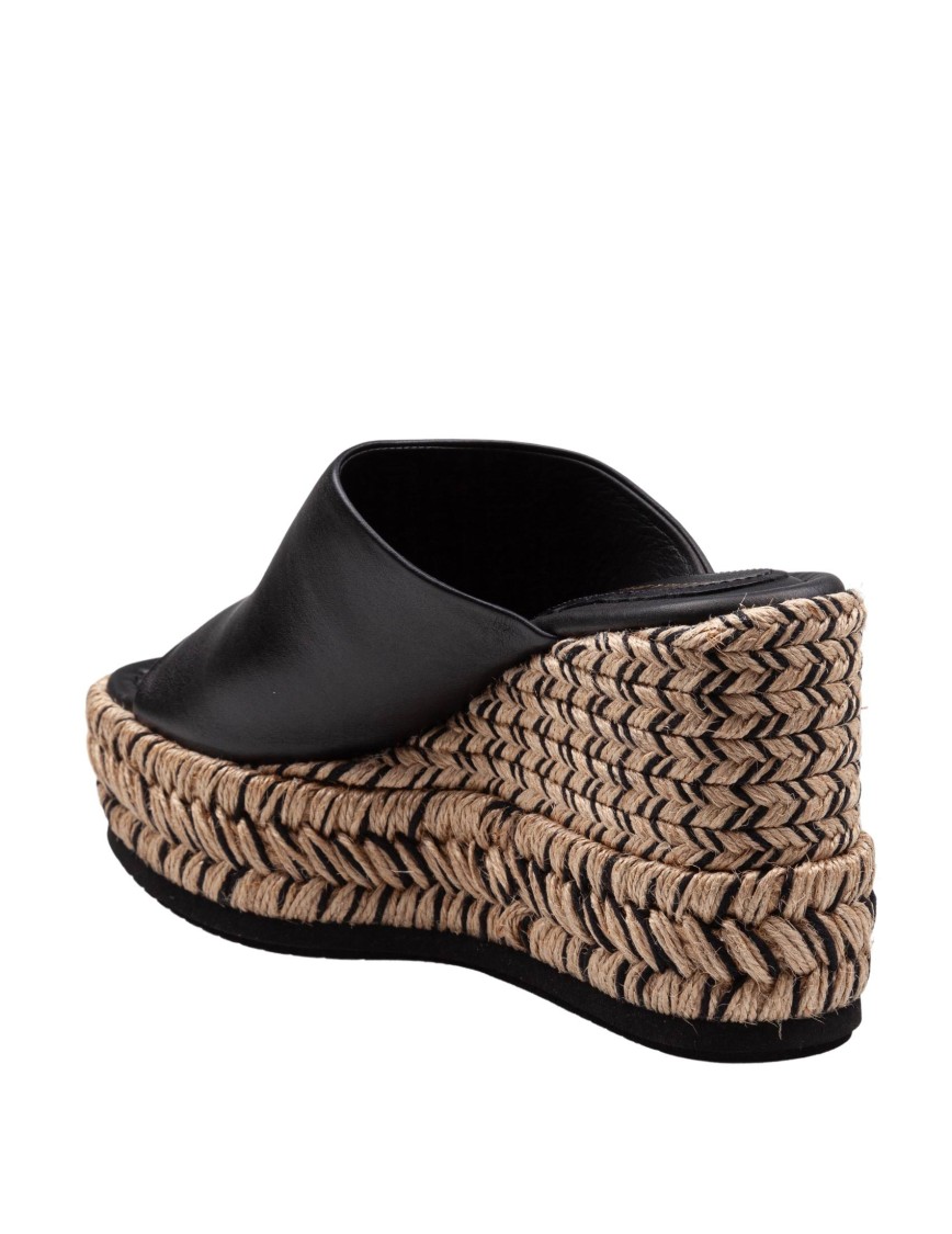 Paloma Barceló Paloma Alide Sandal In Leather With Rope Wedge In Black