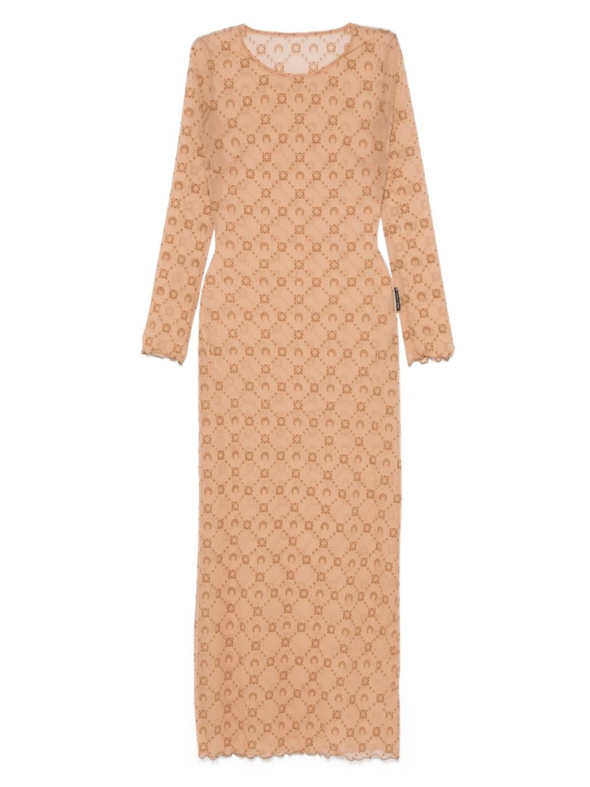 オールインワン・サロペット Marine Serre Floor-Length Beige Dress With Scalloped Hemline Marine Serre Floor-length Beige Dress With Scalloped Hemline
