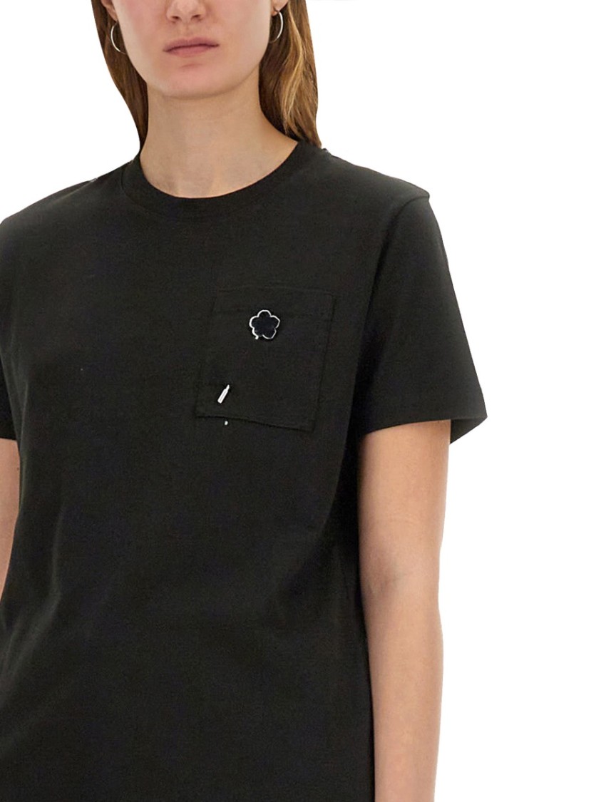 Kenzo 'boke Flower 2,0' Black Crewneck T-shirt With Logo Patch On The Front And Logo Lettering On The Rear In Black