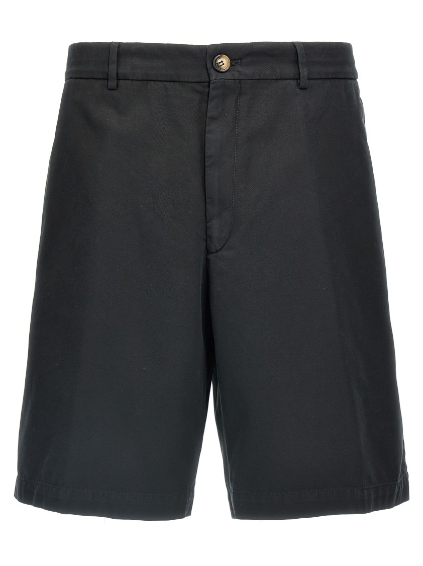 Brunello Cucinelli Garment-dyed Cotton Bermuda Shorts In Black