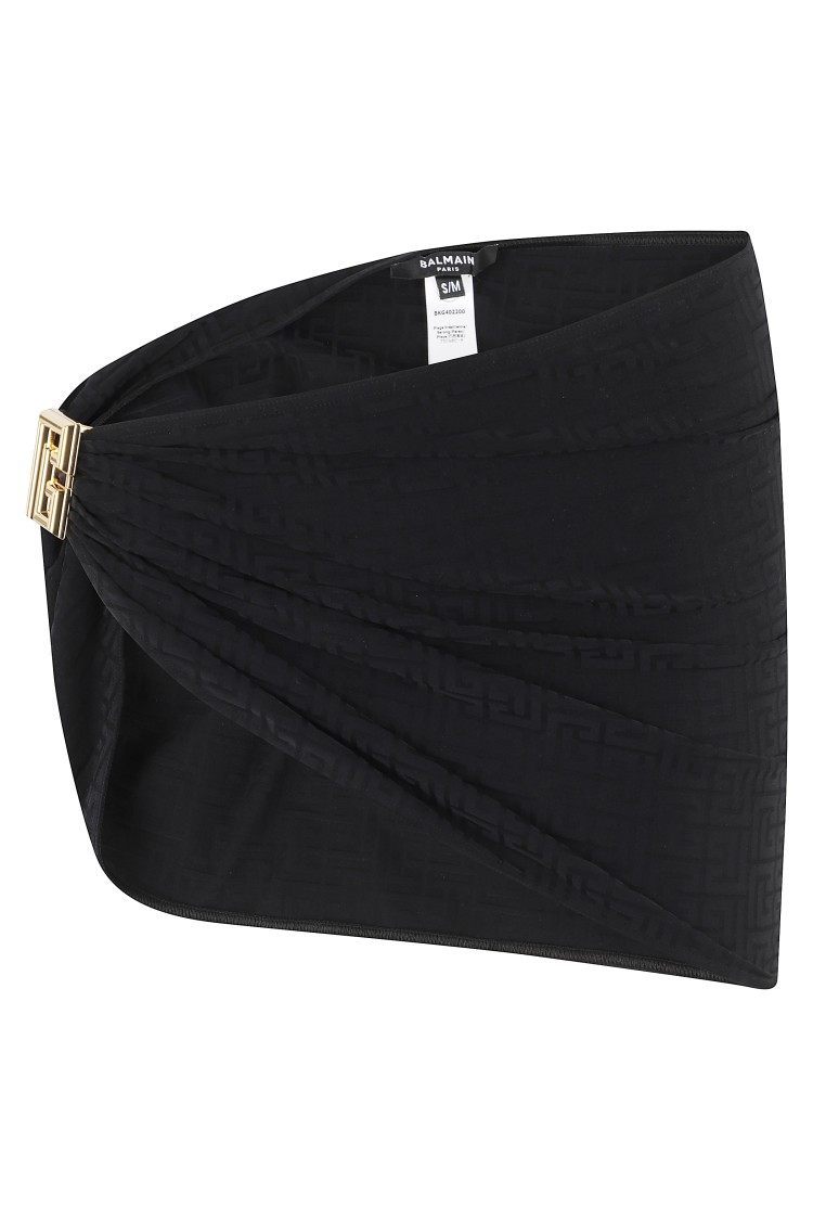 BALMAIN BALMAIN MONOGRAM PRINT PAREO WITH LOGO BUCKLE DETAIL