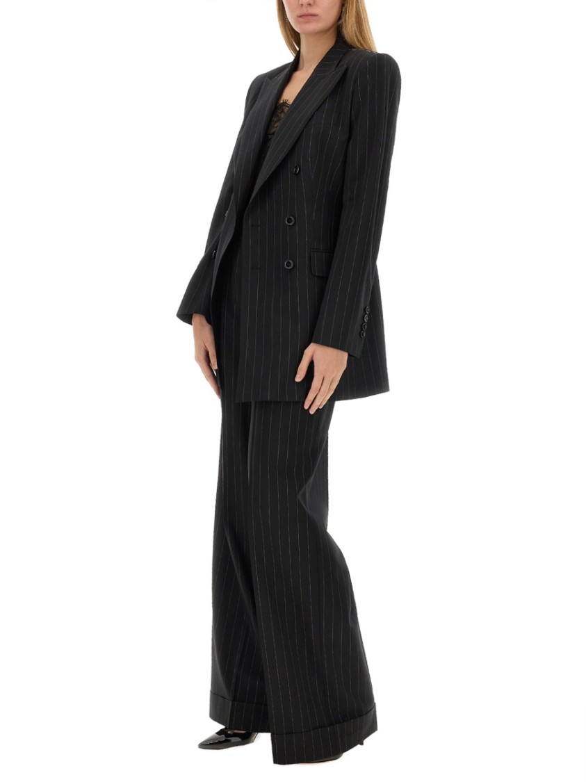 Dolce & Gabbana Flared Wool Pants In Black