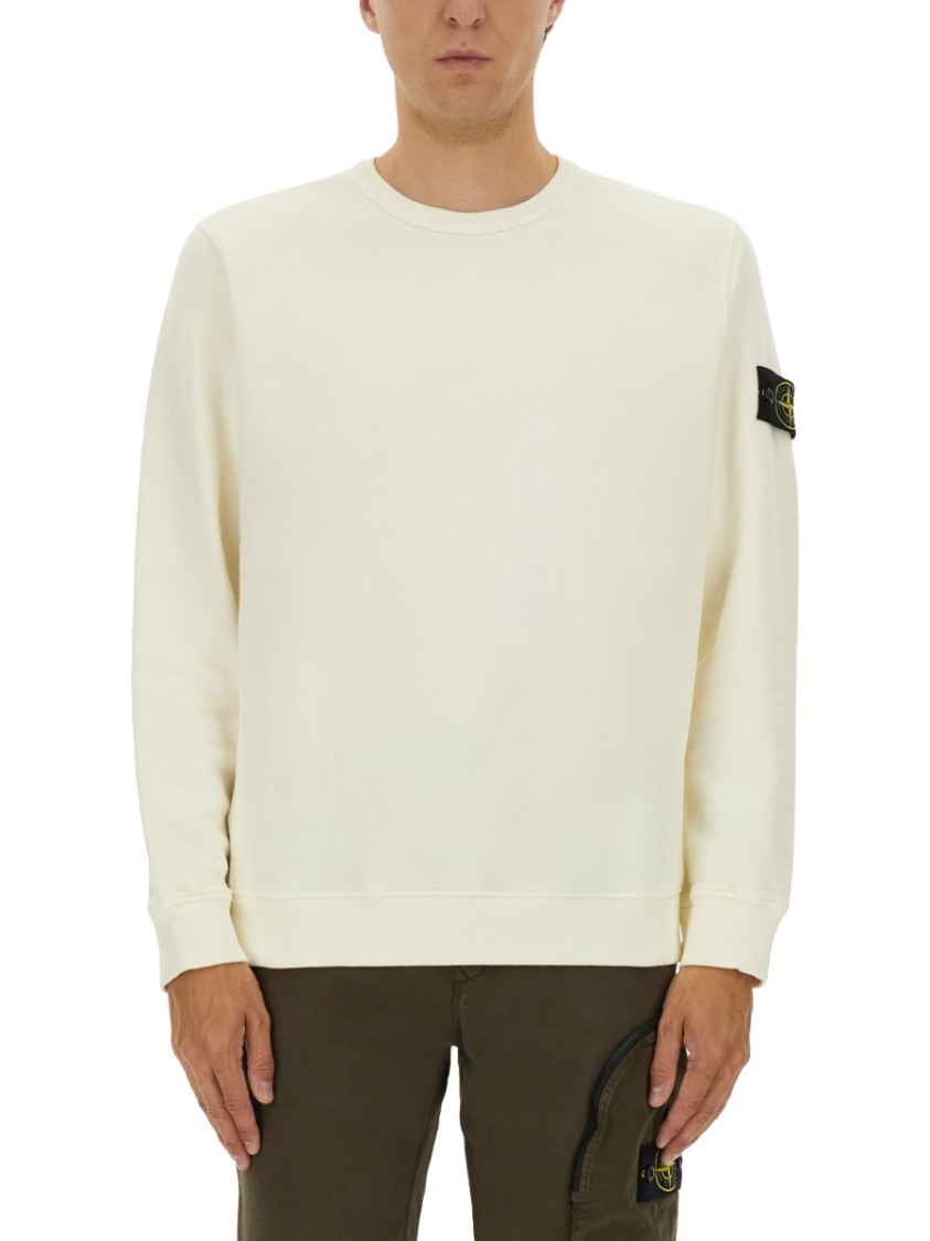 Stone Island Textured Knit Sweater With Crew Neckline In Neutral