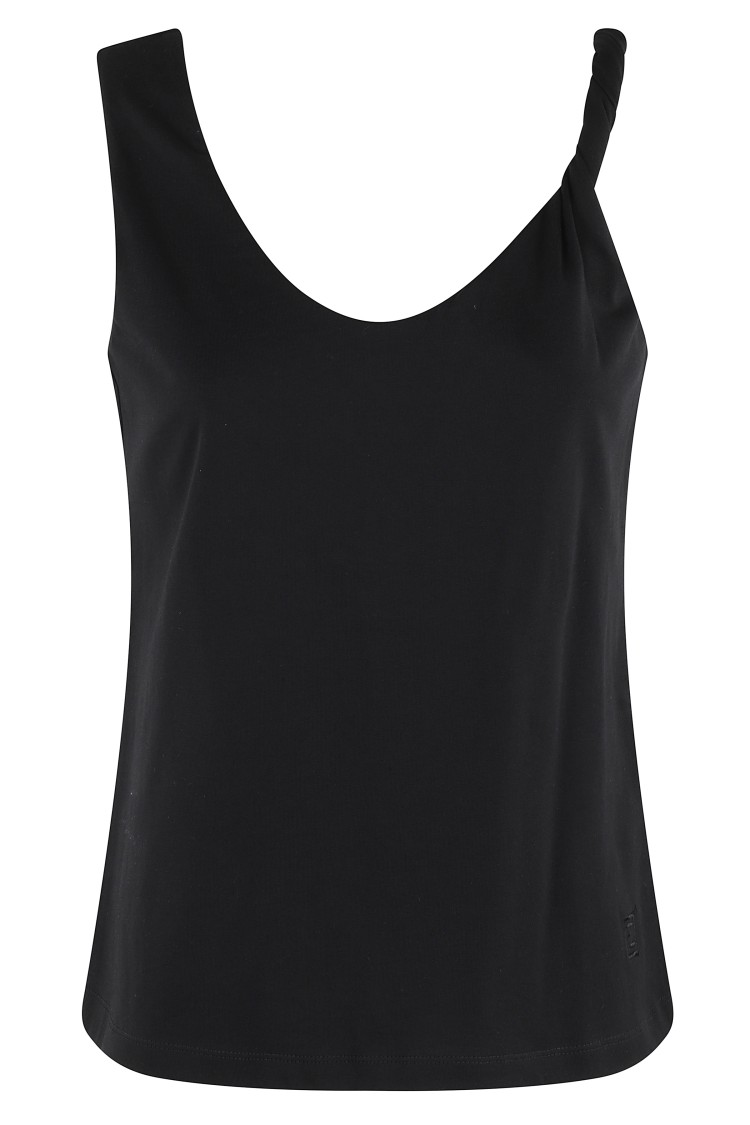 FEDERICA TOSI FEDERICA TOSI TWISTED STRAP BLACK COTTON TANK TOP