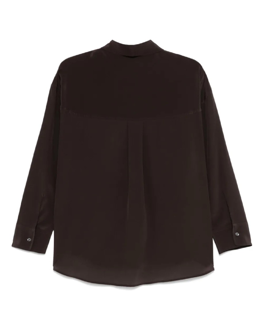 P.a.r.o.s.h . Black Button-down Shirt With Pointed Collar In Brown
