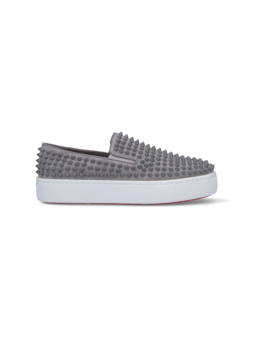 Christian Louboutin Spikeboat' Sneakers – Gray In Gray