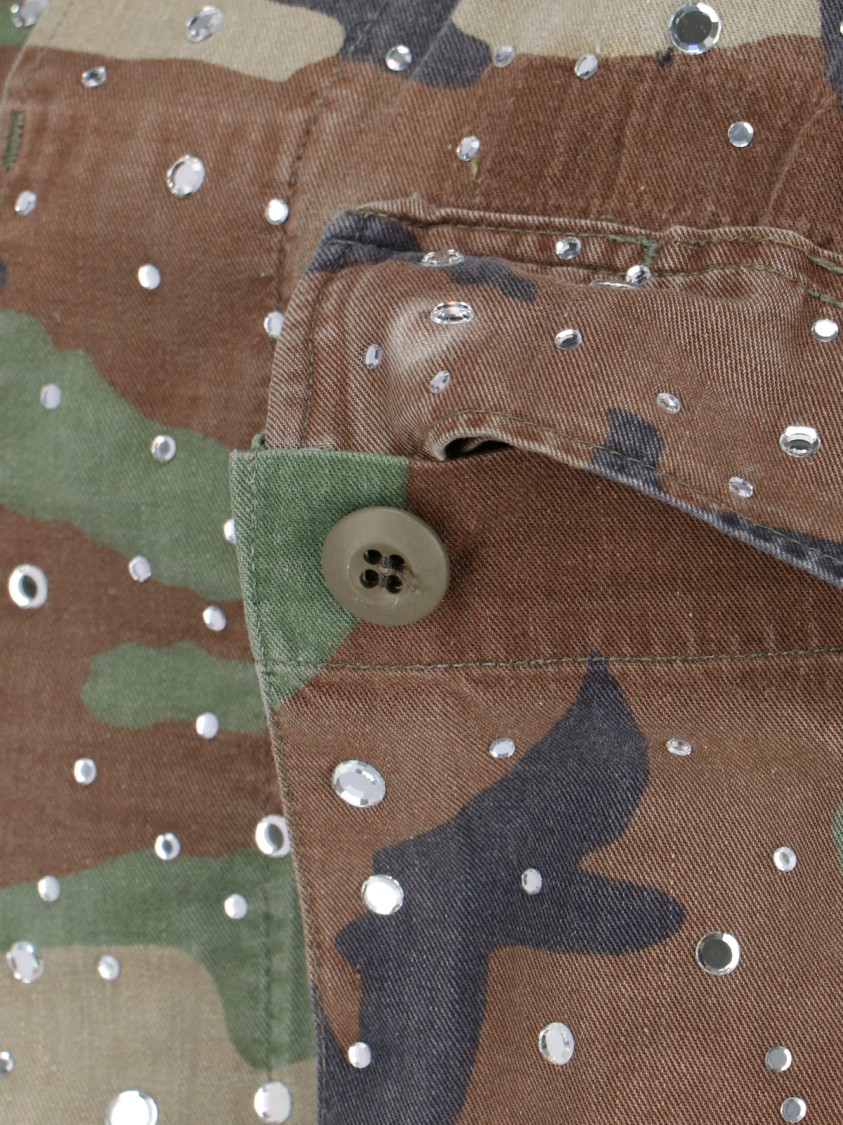 Rossano Prini Camouflage Crop Jacket In Brown And Green Cotton