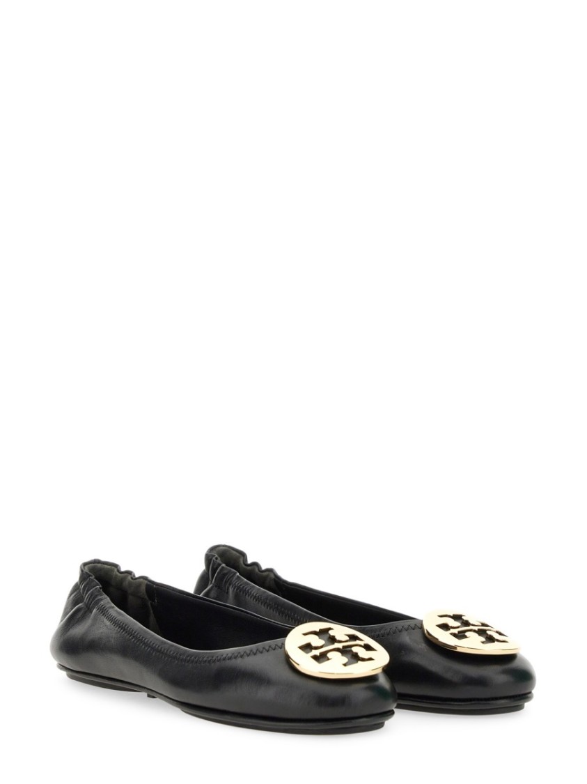 Tory Burch Claire Leather Ballet Flats In Black