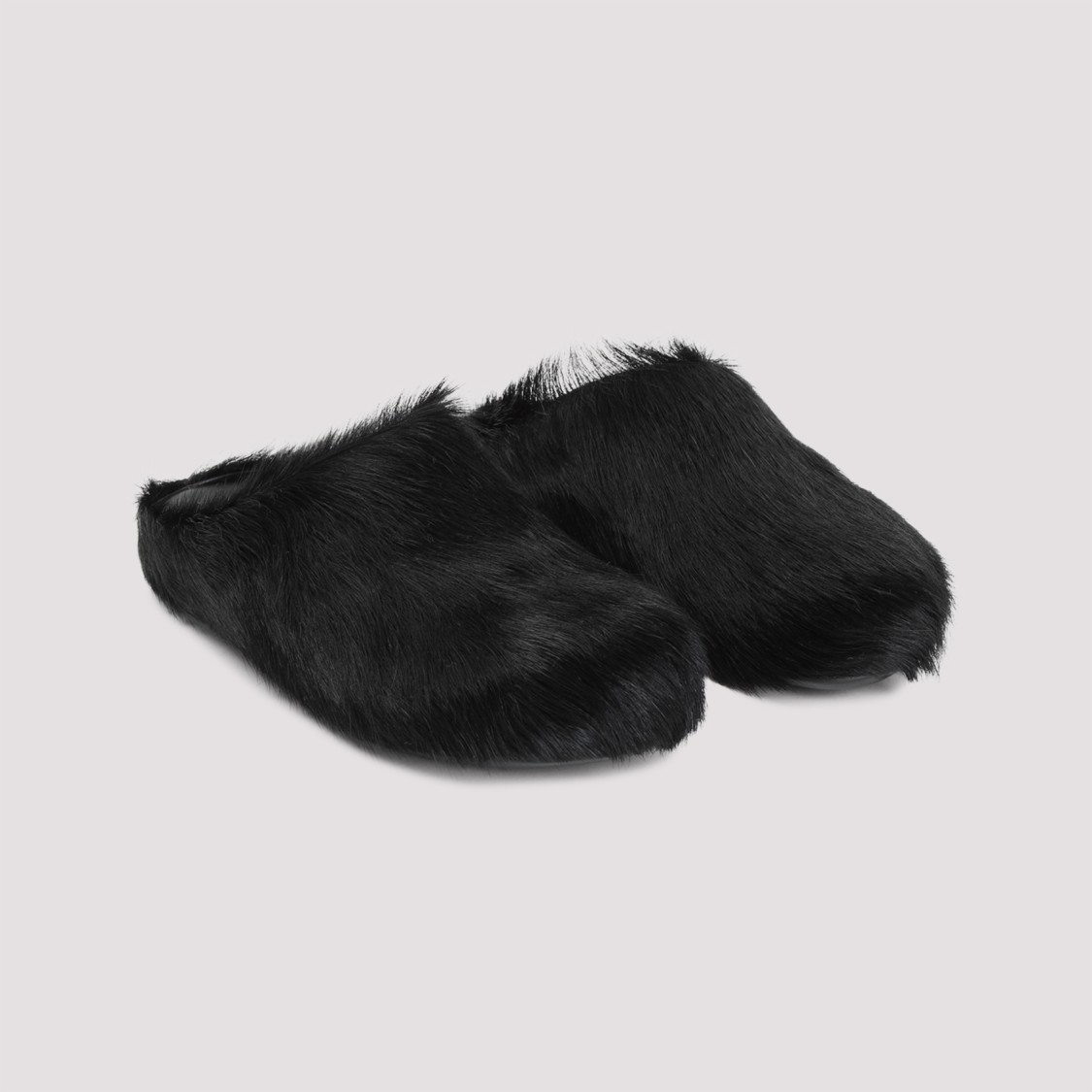 Marni Black Calf Hair Fussbett Mules In Black