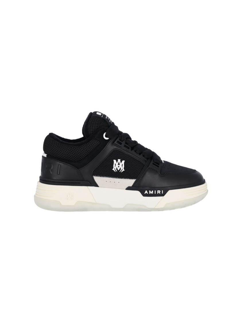 Amiri Black Low Top Sneakers With Logo Patch On The Tongue And Logo Lettering On The Heel In Leather Man In Black