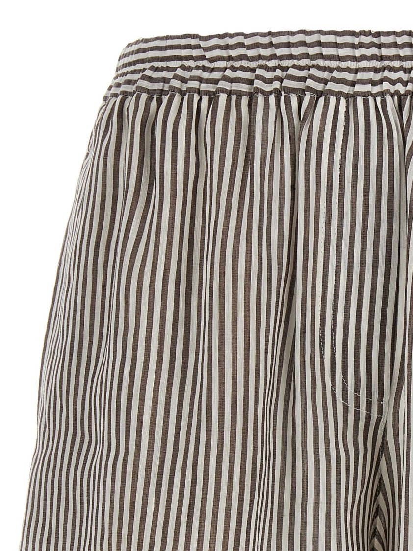 Brunello Cucinelli Striped Linen Bermuda Shorts Bermuda And Short In Multi