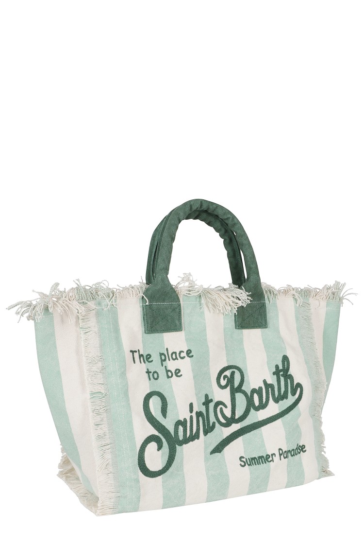 Mc2 Saint Barth Striped Canvas Vanity Bag With Double Handles And Zip Closure