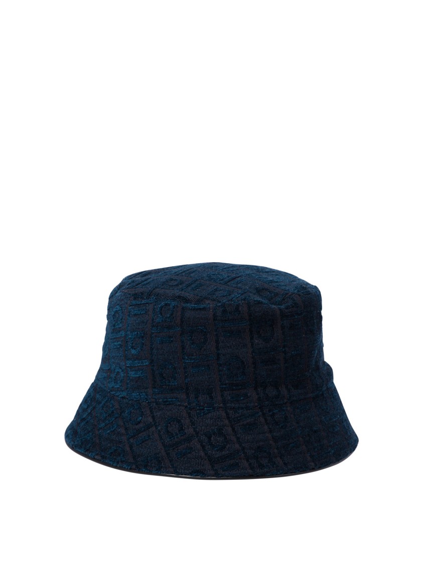 Ferragamo Textured Blue Bucket Hat In Blue
