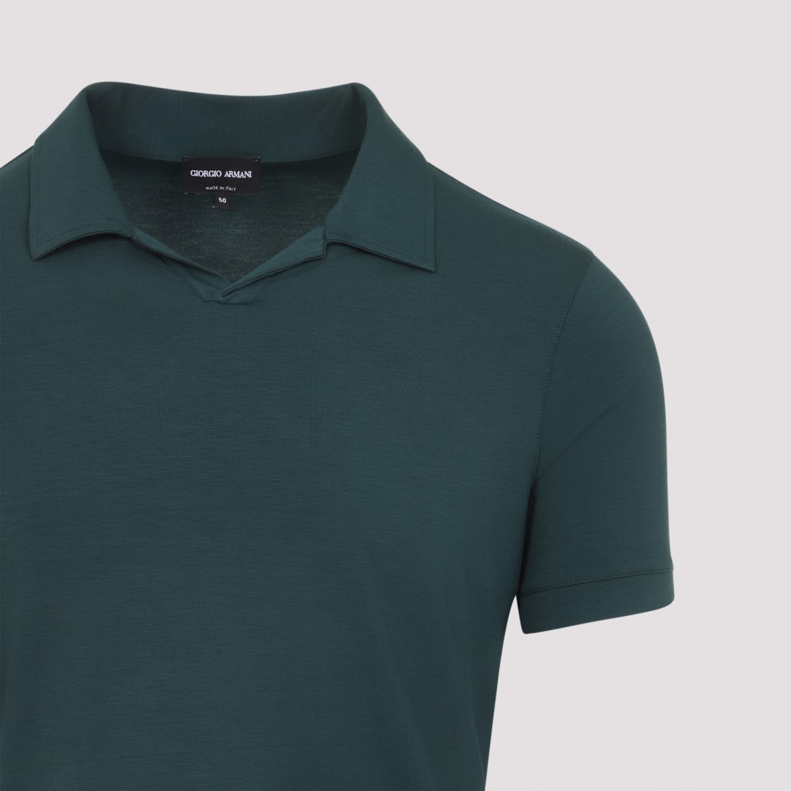 Giorgio Armani Woods Green Viscose Polo With Polo Collar In Blue