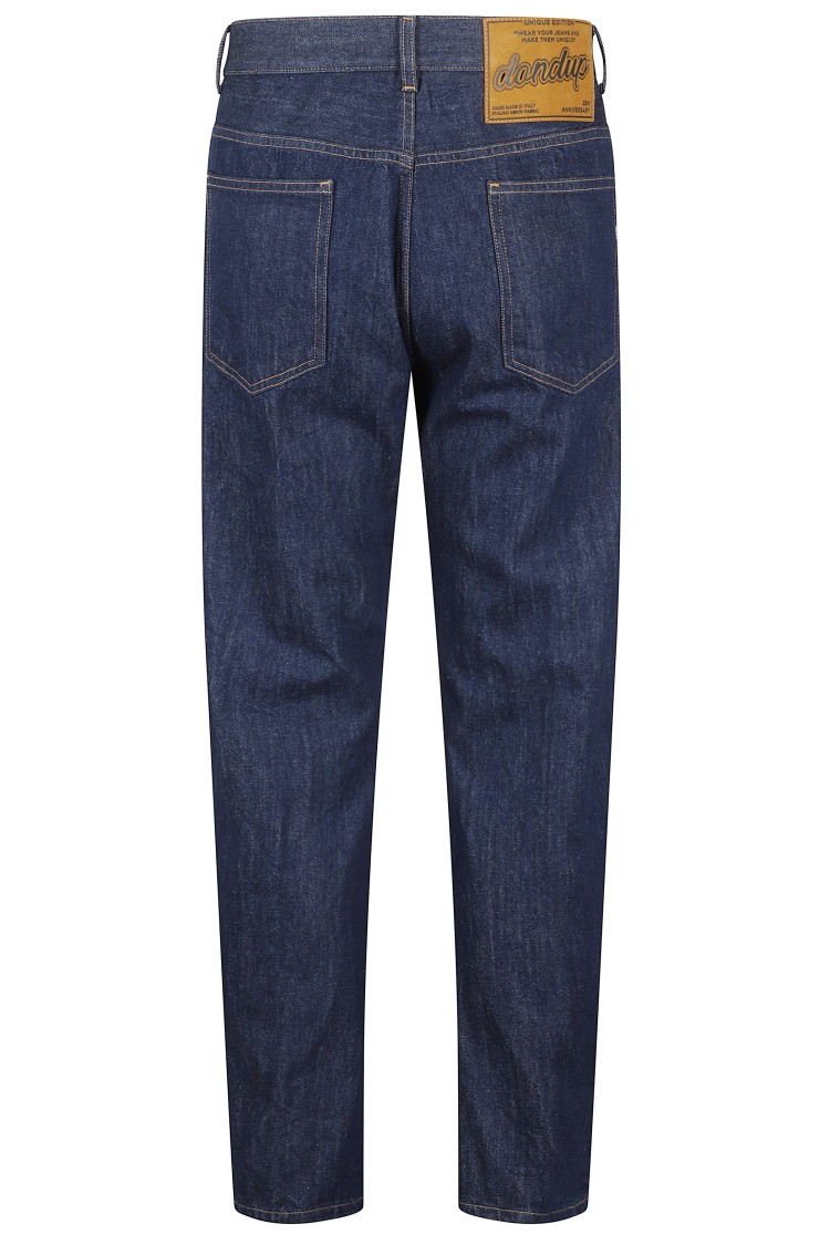 Dondup Relaxed-fit Cotton Pants With Five-pocket Design And Contrasting Patch In Blue