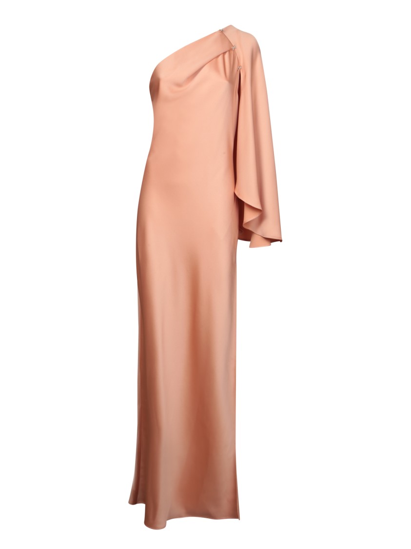 GENNY GENNY ONE-SHOULDER SATIN GOWN WITH GRACEFUL DRAPING