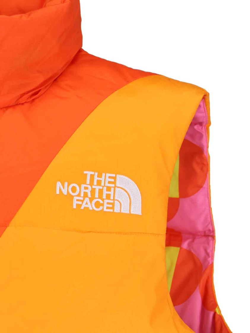 Shop The North Face Two-tone Padded Gilet In Orange And Yellow Nylon