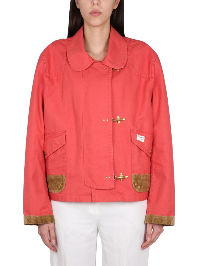 Fay Collared Jacket With Front Pockets And Contrast Cuffs
