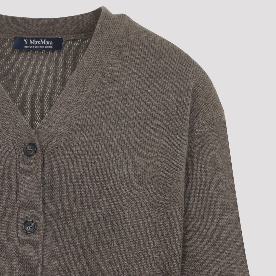 Max Mara Cedro Brown Wool And Cashmere Cardigan In Gray