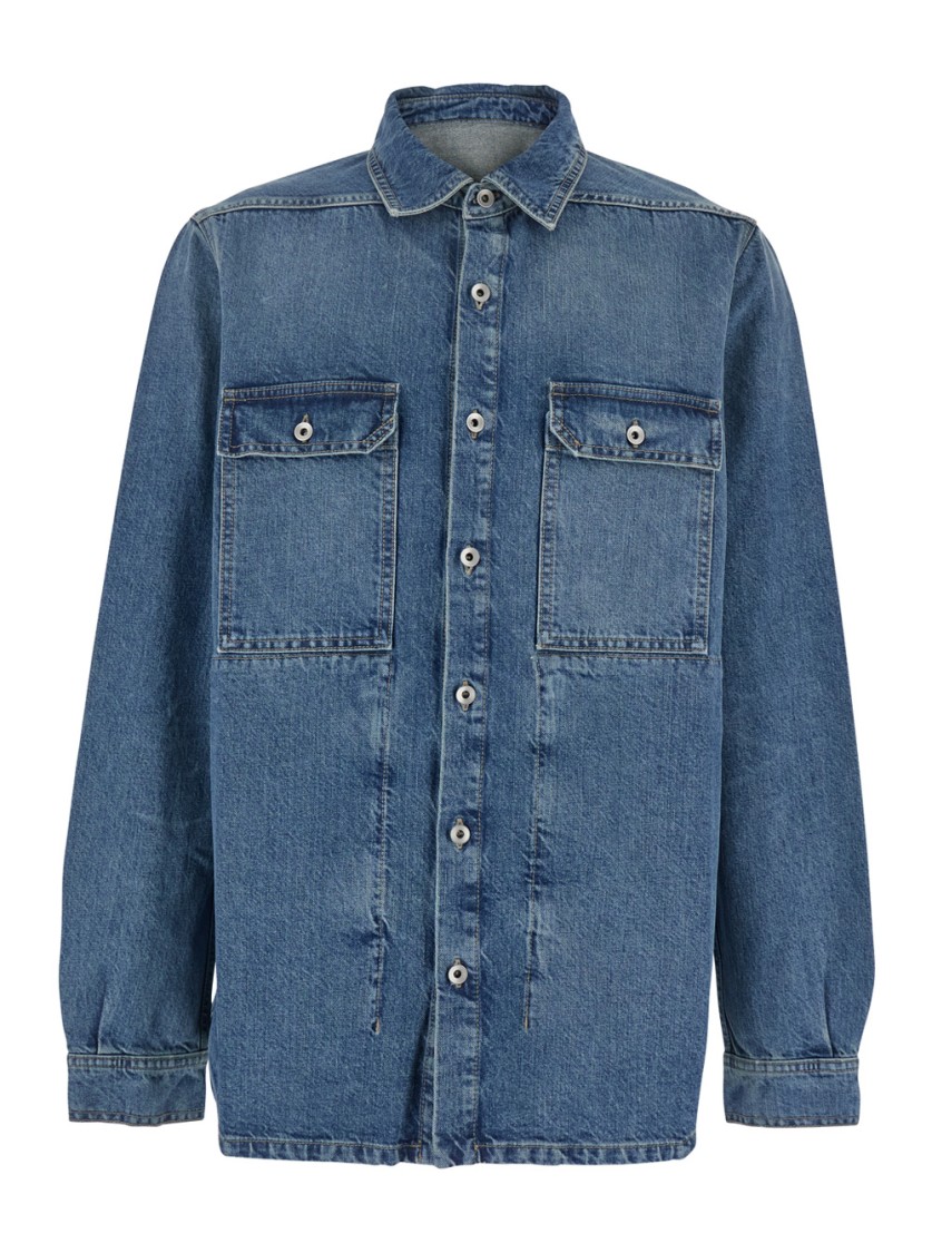 Drkshdw Blue Shirt With Classic Collar And Applied Chest Pockets In Denim Man