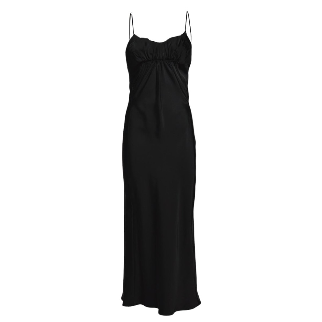 Jil Sander Black Viscose Satin Midi Slip Dress In Black
