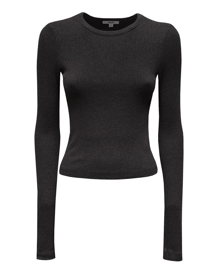 Agolde Black Crew Neck Long Sleeve T-shirt
