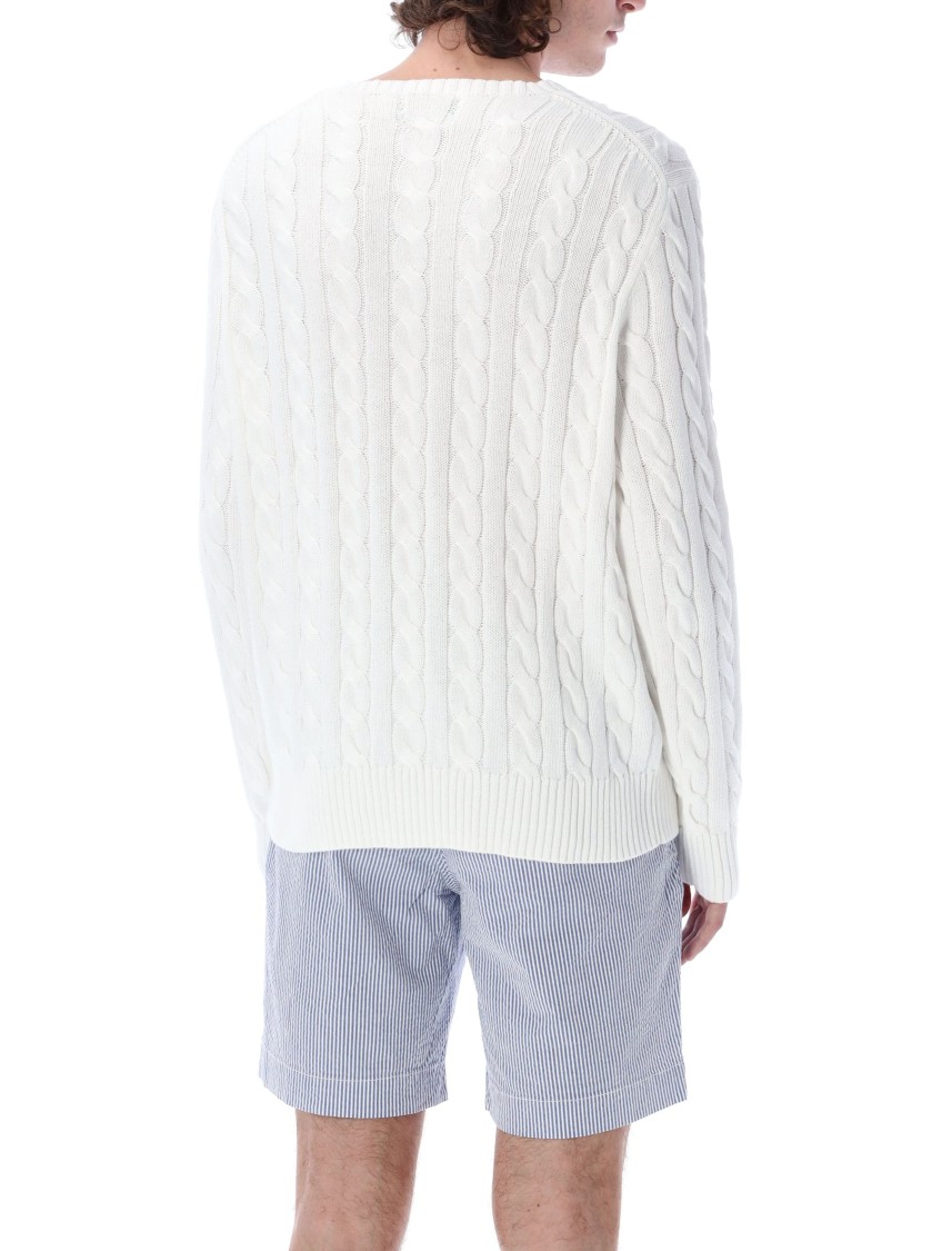 Shop Polo Ralph Lauren Textured White Cable Knit Sweater