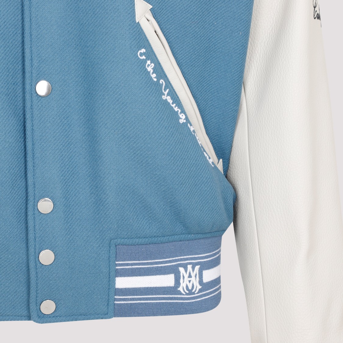 Amiri Oversized Varsity Jacket Ribbed Collar In Blue