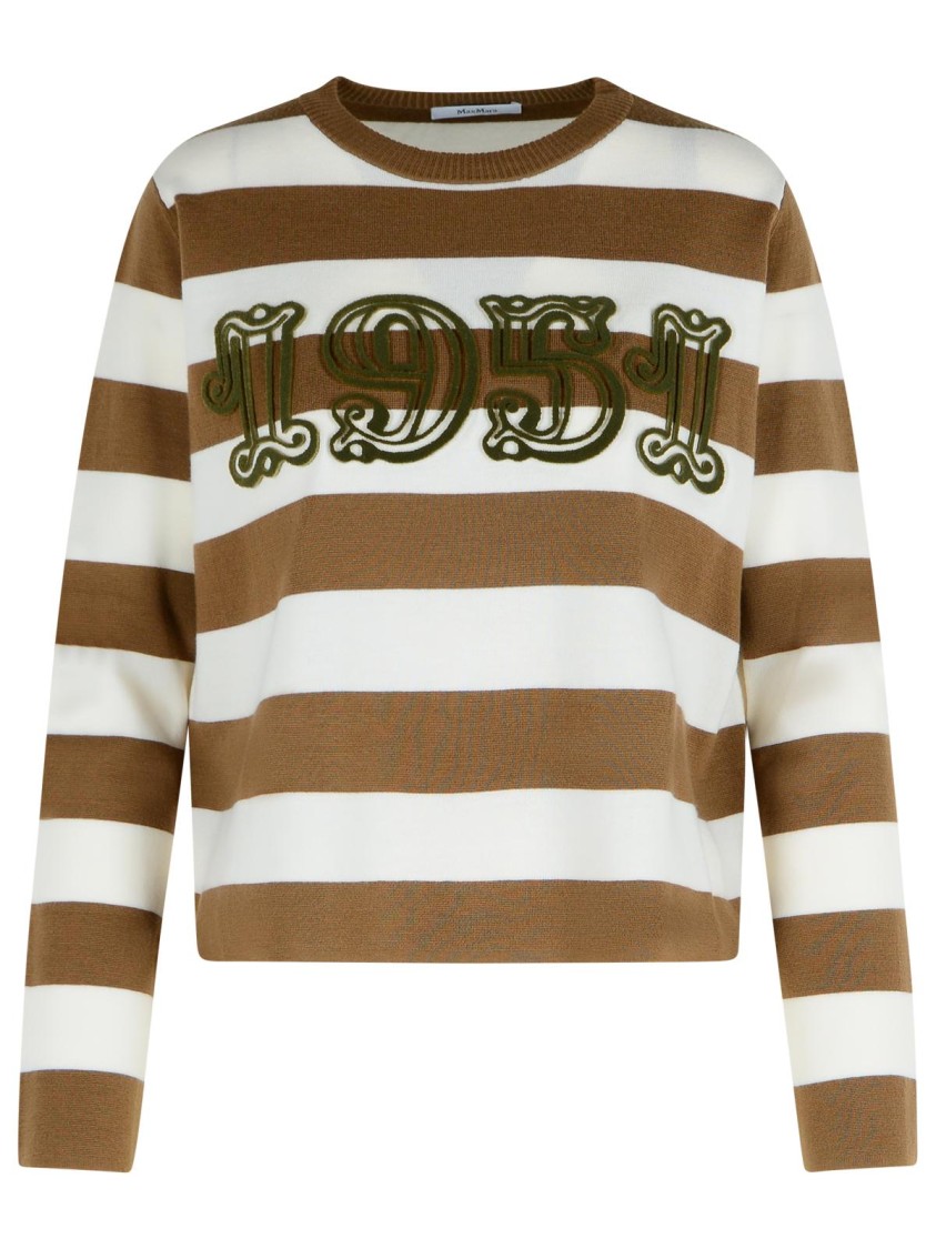 Max Mara Sleeveless Crew Neck Top With Embroidered Detail In Brown