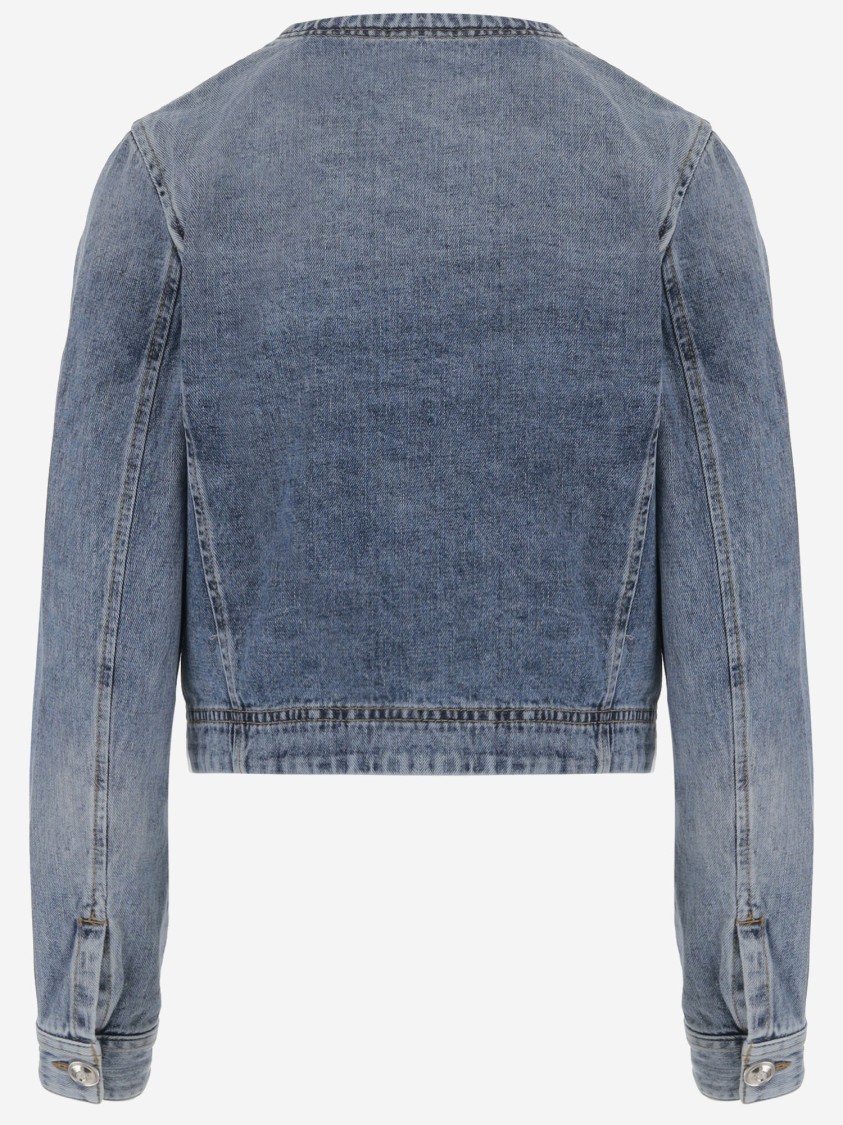 Shop Pinko Cotton Denim Jacket In Grey
