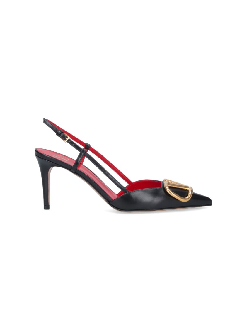 Valentino Garavani Black Pointed Toe Slingback Heels