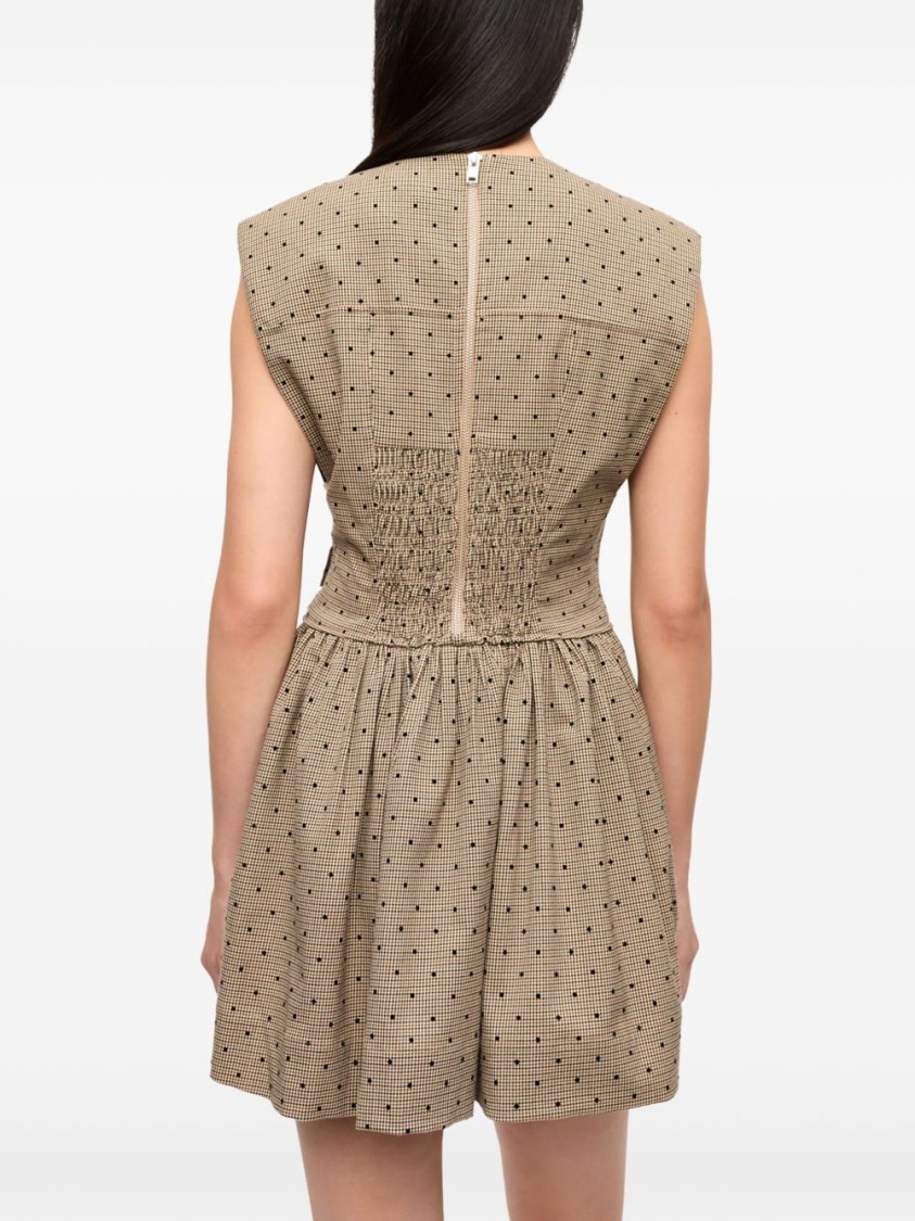 Ganni Flock Check Suiting Corset Mini Dress In Brown