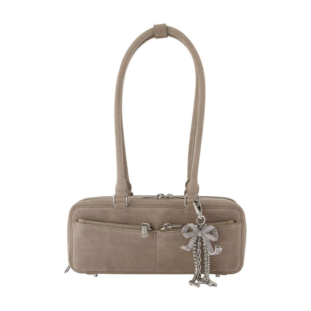 Self-portrait Baguette With Charm Shoulder Bag - Leather - Grey