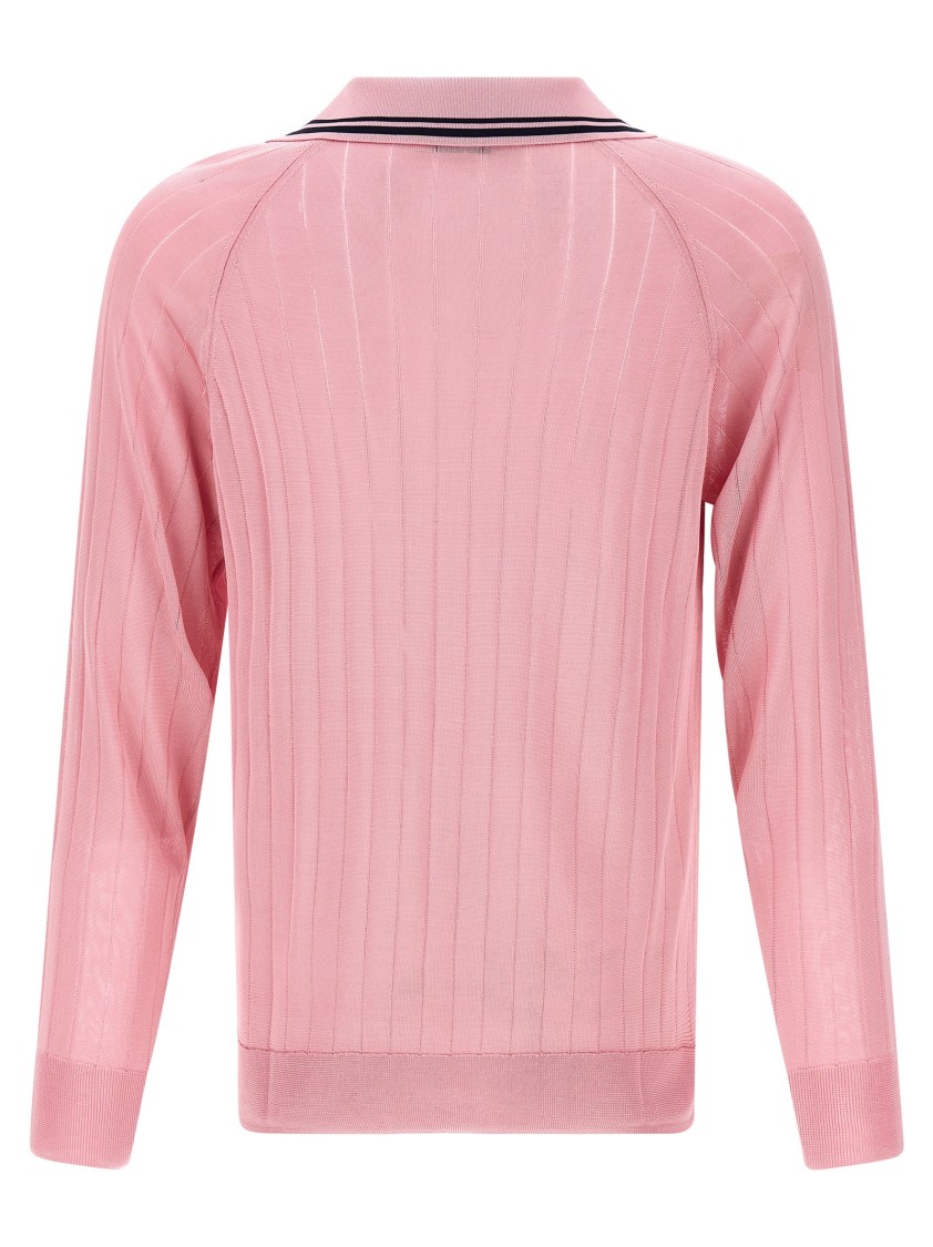 Wales Bonner Roots Polo Shirt Sweater In Pink
