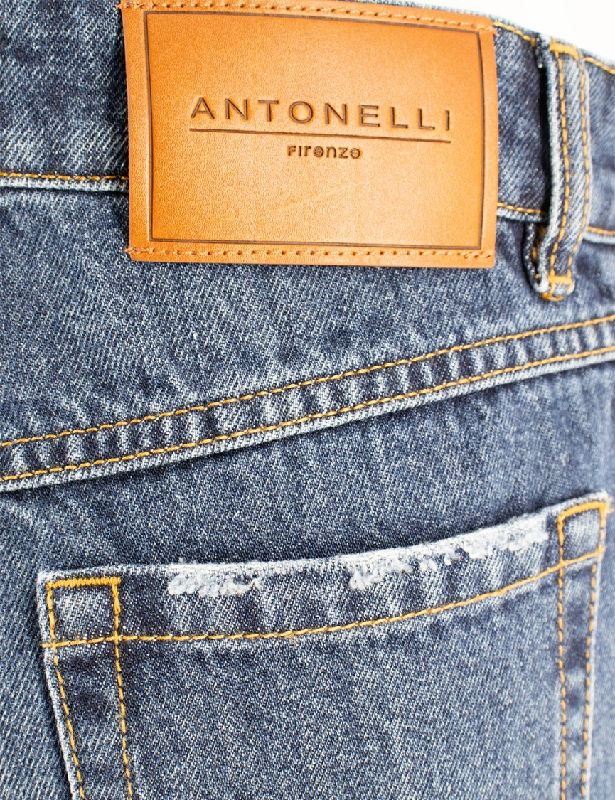Antonelli Wide-leg Blue Jeans With Subtle Fade In Blue