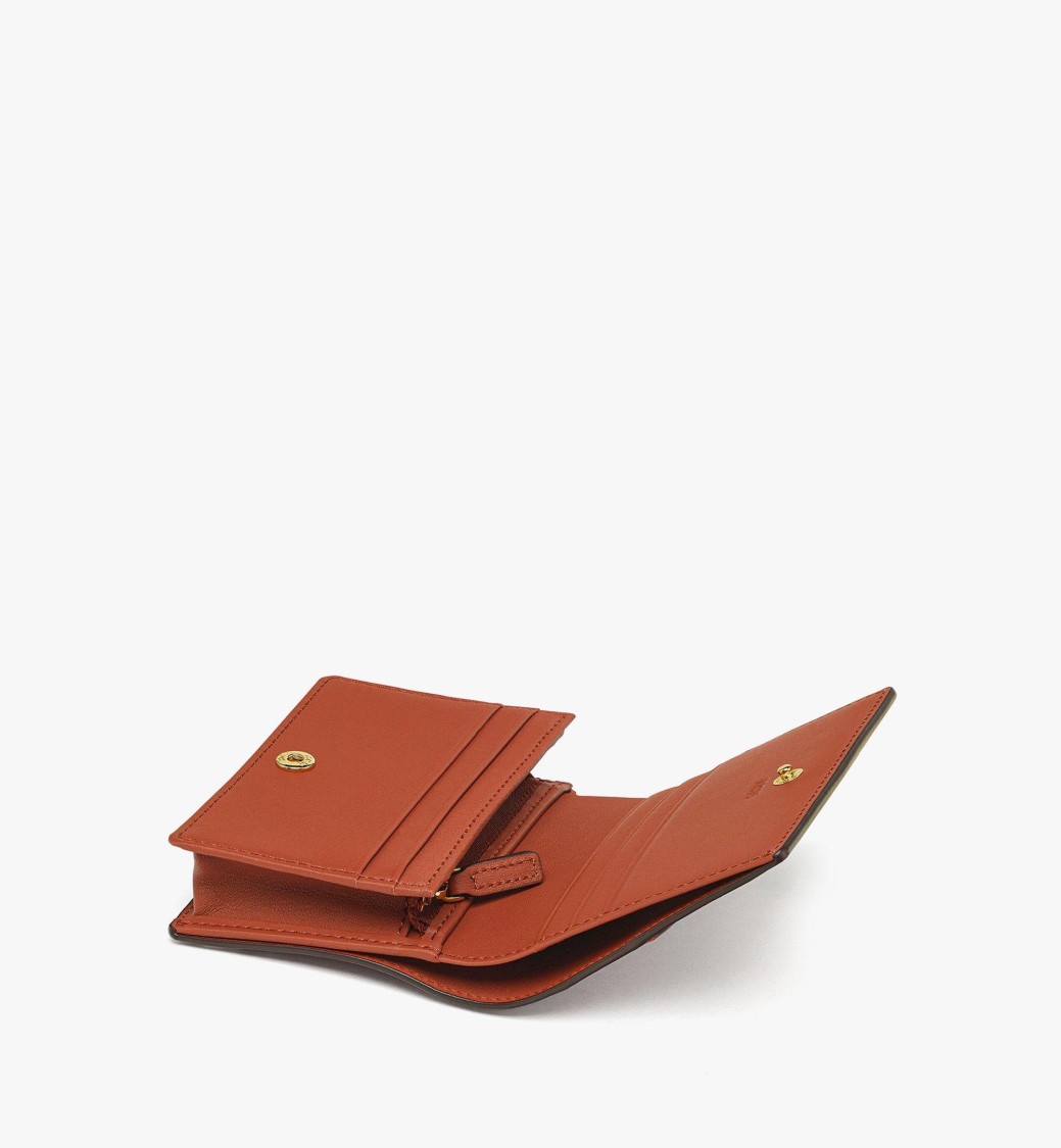 Mcm Quilted Mini Wallet In Spanish Calfskin In Red