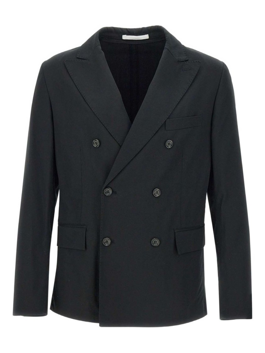 Paolo Pecora Tailored Double-breasted Jacket With Notched Lapels In Black