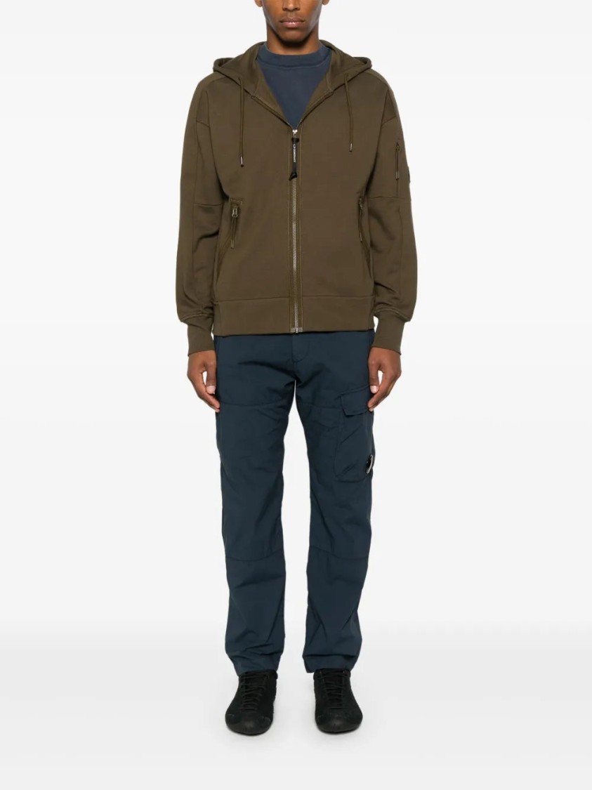C.p. Company Green Cotton Hoodie With Zip Fastening | ModeSens
